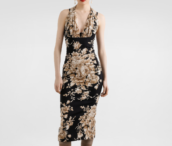 Midi Halter Floral Baroque